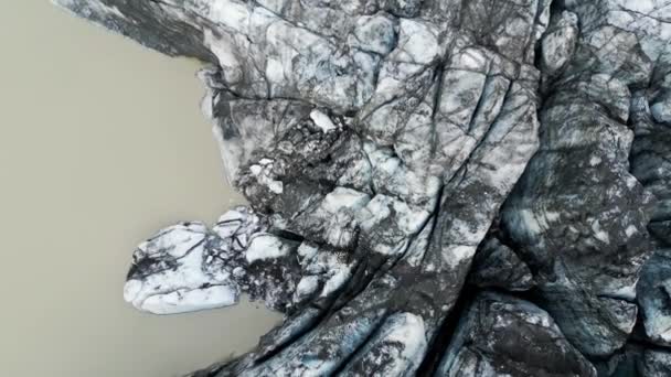 Угорі Вгорі Зблизька Над Льодом Формується Бруд Льодовику Ісландії Осінь — стокове відео
