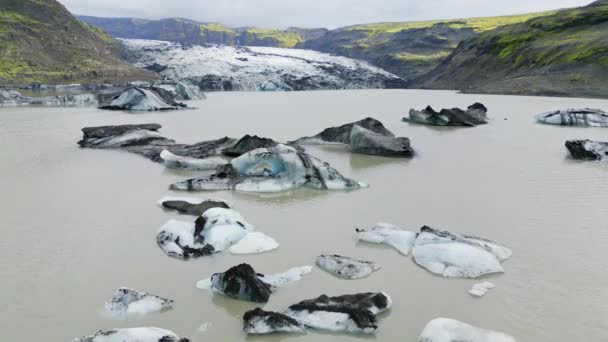 Исландия Лагуна Жокульсарлон Красивая Картина Холодного Ландшафта Залива Ледников — стоковое видео