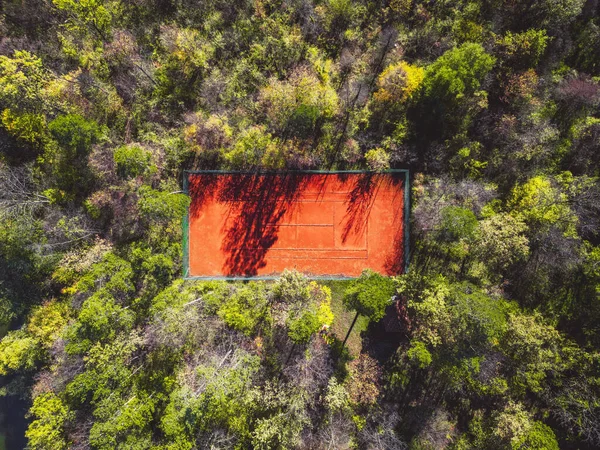 Tennis Court Forest Aerial Top View High Quality Photo — Stock Photo, Image