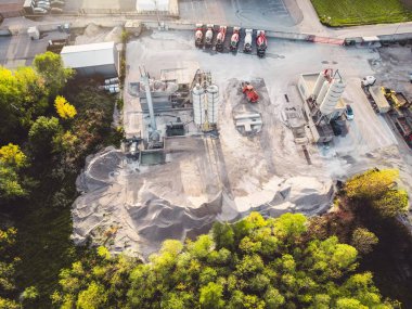 Aerial view of a factory, warehouse facility in the suburbs . High quality photo