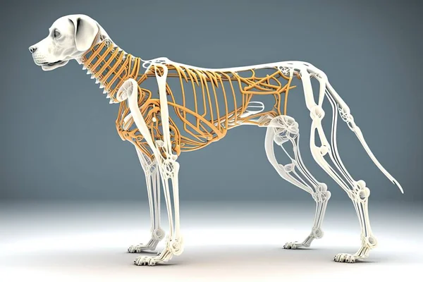 Hizo Ilustración Médicamente Exacta Del Esqueleto Del Perro Educación Veterinaria — Foto de Stock