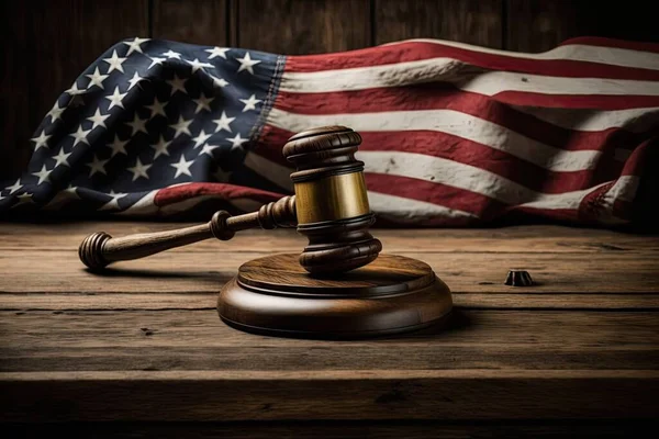 Wooden Brown Judge Gavel Decision Glossy Mallet Court Verdict Realistic — Stock Photo, Image
