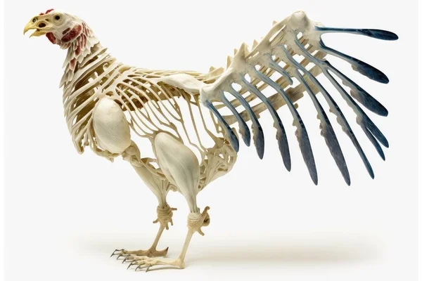 Realisztikus Csirke Csontváz Anatómia Elszigetelt Fehér Háttér — Stock Fotó
