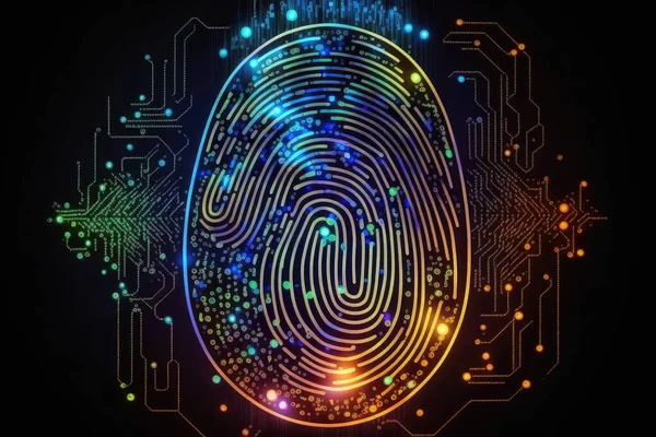 Finger Scan in Futuristic Style. Biometric id with Futuristic HUD Interface. Fingerprint Scanning Technology Concept Illustration. Identification System Scanning. High quality photo