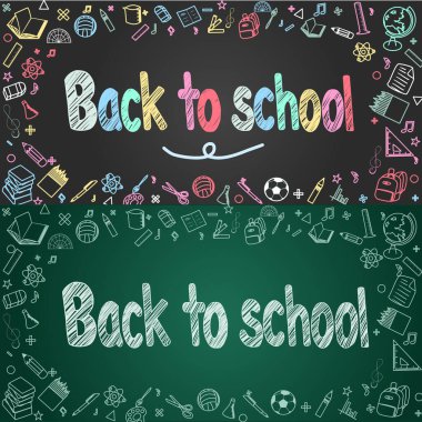 Okulun arka planına mesaj ve harflerle geri dön. vektör illüstrasyonu