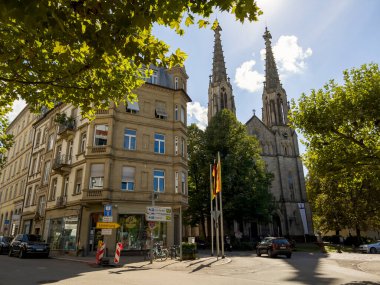 Baden Baden 'deki Protestan kilisesi 19. yüzyıldan kalma. Almanya.