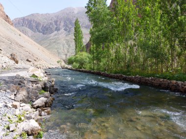 Tacikistan 'daki Hafta kul' daki küçük nehir..