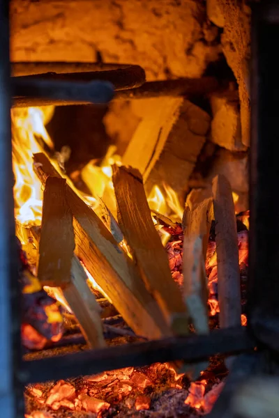 stock image The fire burns beautifully reddish.