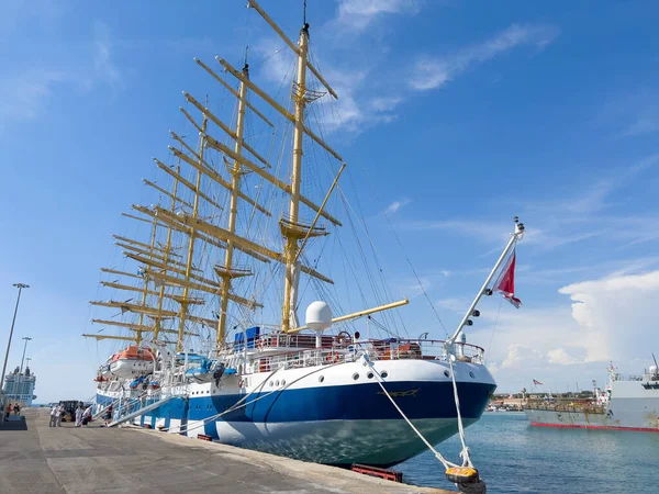 stock image The big sailing ship at the port of Civitavecchia.