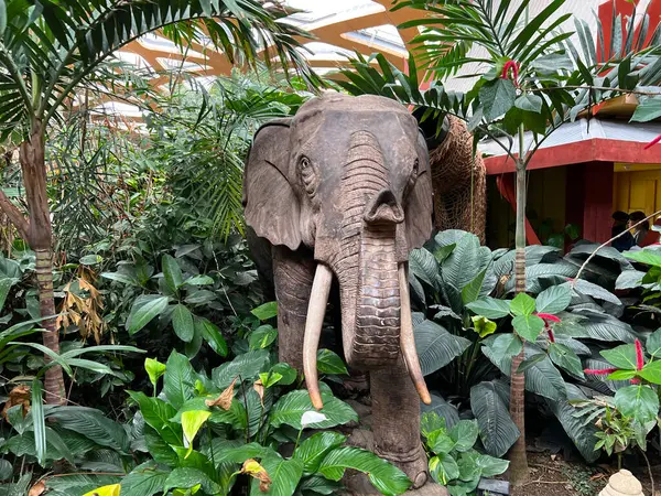 stock image The statue of the elephant in the zoo hall.