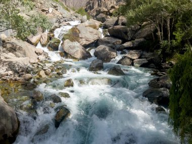 Bahçede doğal bir şelale.