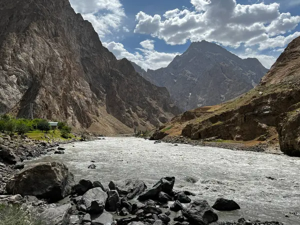 stock image The Panj River - border between Tajikistan and Afghanistan.