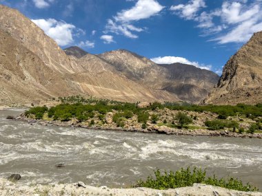 Dağlık Afganistan 'daki badem tarlası..