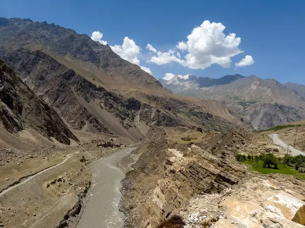 stock image Beautiful mountain scenery at the Panj River.