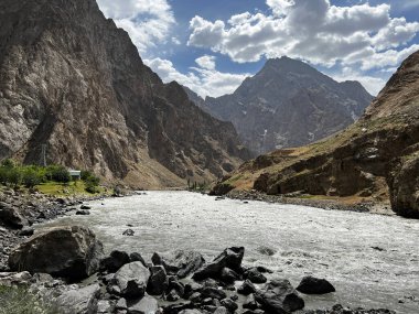 Pamir 'deki büyük Panj Nehri..