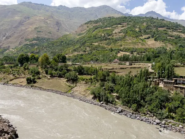 stock image An Afghan village on a green oasis.