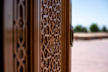 wooden door in the samarkand city clipart