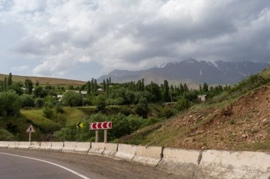 Orta Asya 'da otoyolun kenarında.