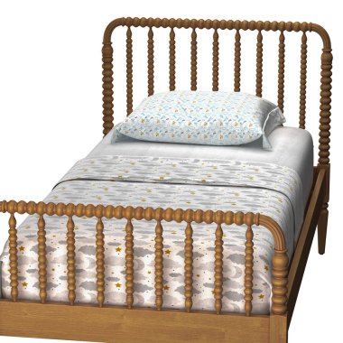 Jenny Lind Kids Maple Wood Spindle Twin Bed Polys: 19042 clipart