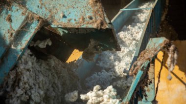 Pamuk ürünleriyle çalışan makine.