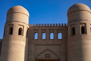 Orta Asya 'daki Brownstone tarihi binası, Khiva, Khoresm tarım vahası, Hisar.