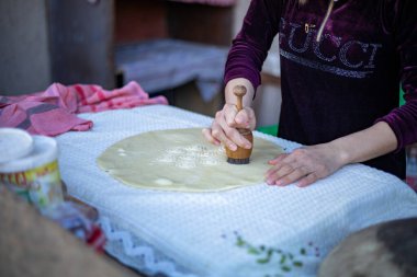 Duvar ahşap haçlarla kaplı, Khiva, Horesm tarım vahası, Hisar.
