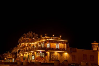 Kale 'nin içindeki restoran manzarası, Khiva, Horesm tarım vahası, Kale..