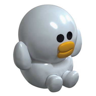 Beyaz ördek oyuncağı, arka plan oyuncağı yok..