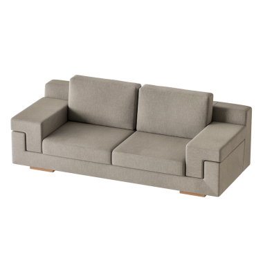 Üzerinde iki yastık olan gri bir kanepe. Kanepe yumuşak bir malzemeden yapılmış ve modern bir tasarıma sahip.