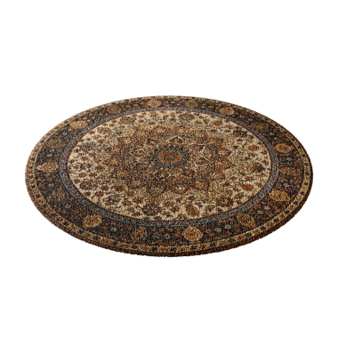 Çiçek ve yaprak desenli büyük bir halı. Halı kahverengi ve bronzlaşmış.