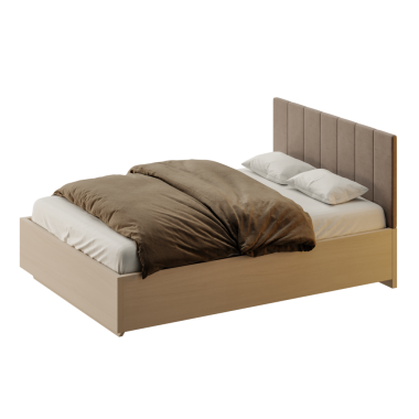 Kahverengi yorgan ve beyaz yastıklı bir yatak. Yatak yapılmamış ve yastıklar düzgün düzenlenmemiş.