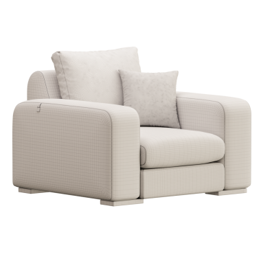 Üzerinde çiçek deseni olan beyaz bir sandalye. Sandalye boş ve üzerinde bir yastık var.