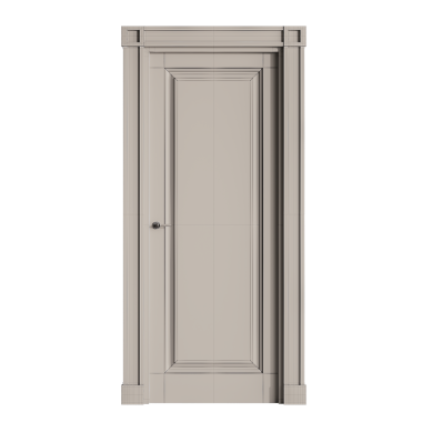 Gümüş çerçeveli ve gümüş saplı bir kapı. Kapı açık ve kapı kolu görünür durumda.