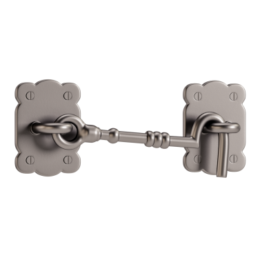 Anahtarlığı ve gümüş zinciri olan gümüş bir kilit. Kilit beyaz arka planda.