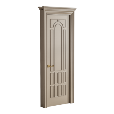 Altın saplı ve altın düğmeli bir kapı. Kapı beyaz ve altın kaplama.