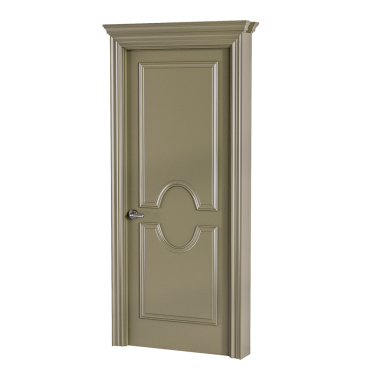 Altın çerçeveli ve gümüş saplı bir kapı. Kapı kapalı ve gümüş bir düğmesi var.