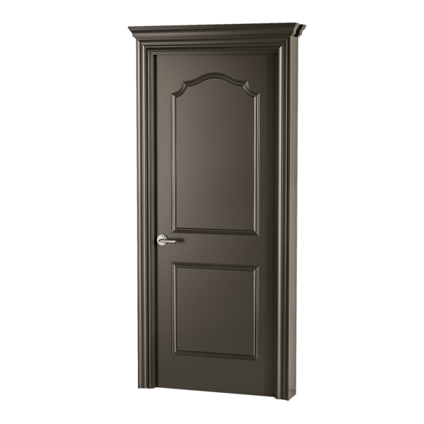 Altın çerçeveli ve gümüş saplı bir kapı. Kapı ahşaptan yapılmıştır ve siyah bir rengi vardır.