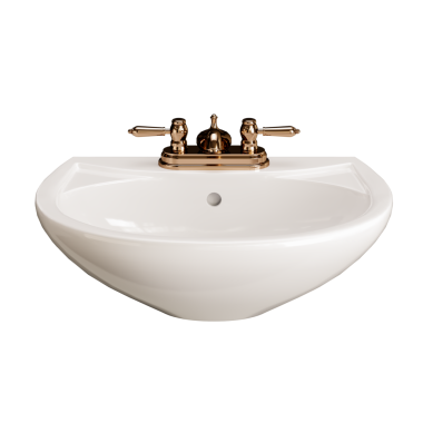 Altın musluğu olan beyaz bir lavabo. Muslukta bir delik var.