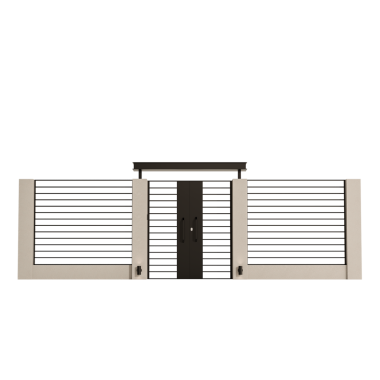 Siyah kapısı ve gümüş sapı olan bir kapı. Kapı metalden yapılmış ve siyah beyaz bir tasarımı var.