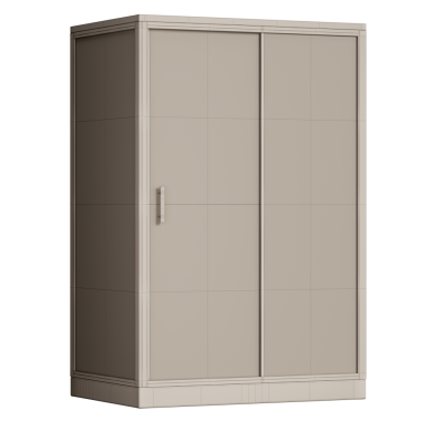 Kapısı olan beyaz bir dolap. - Kapı açık. Dolap ahşaptan yapılmıştır.