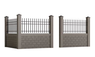 İki set metal çit direği. Bir set solda, diğeri sağda.