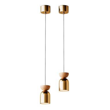 Tavandan sarkan iki altın lamba. Biri solda ve diğeri sağda.