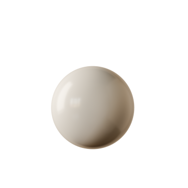 Beyaz arka planda beyaz bir top var. Top yuvarlaktır ve parlak bir yüzeye sahiptir. Topun neden yapıldığı belli değil, ama katı bir nesne.