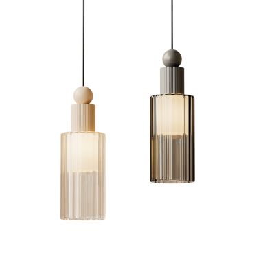 Üstünde beyaz bir top olan iki lamba. Biri beyaz, diğeri bronz tenli. Lambaya asılılar.