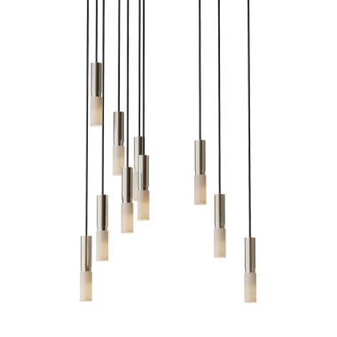 Tavandan sarkan ışıklar. Toplamda 12 ışık var. Işıklar aynı renkte ve tavandan sarkıyor.