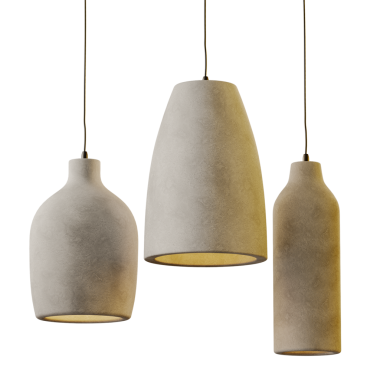 Tavandan sarkan üç lamba parçası. Ortadaki armatür en uzun olanı. Soldaki lamba armatürü en kısa olanı.