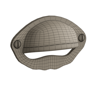 Saplı gri bir nesne. Sapı metalden yapılmış. Nesne bir düğme.