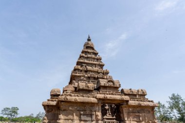 Sivri çatılı ve küçük pencereli büyük bir bina. Bina ağaçlarla çevrili. Gökyüzü açık ve mavi