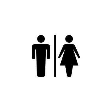 Tuvalet ikonu vektör illüstrasyonu. Kızlar ve erkekler tuvaletleri imzalar ve simgeler. Banyo tabelası. wc, tuvalet