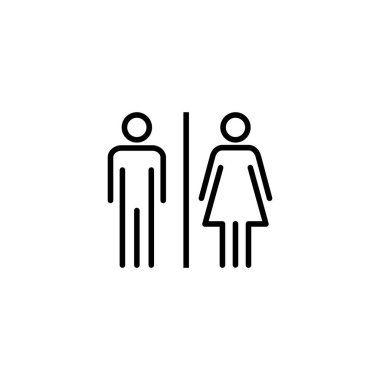 Tuvalet ikonu vektör illüstrasyonu. Kızlar ve erkekler tuvaletleri imzalar ve simgeler. Banyo tabelası. wc, tuvalet